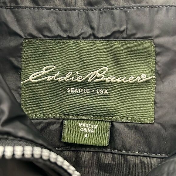 Eddie Bauer Black Goose Down Puffer Long Full Zip Jacket EB550 Fill Power Size S - Picture 4 of 7